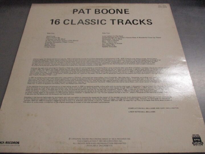 Pat Boone - 16 Classic Tracks - Mca 1982 - Lp