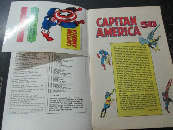 Capitan America N° 50 + Adesivi - Ed. Corno 1975