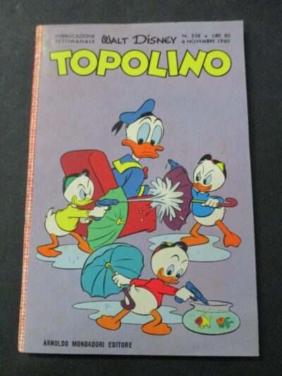 Topolino N° 258 + Figurine E Bollino - 6 Novembre 1960 - Originale - Ottimo