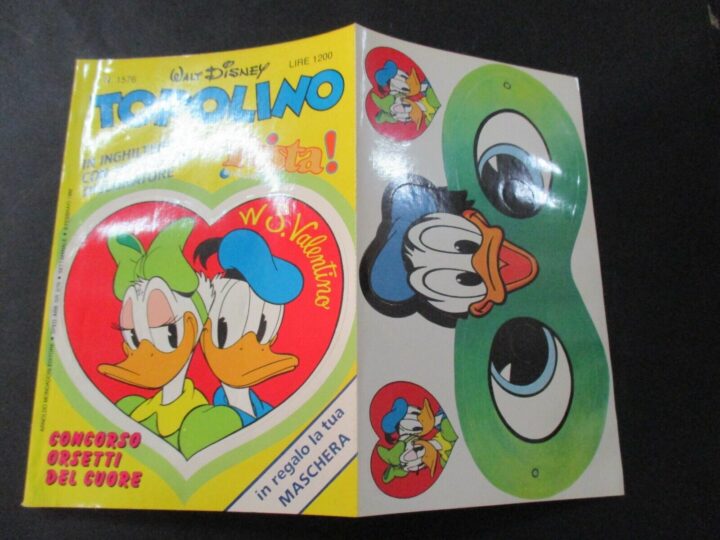 Topolino N° 1576 Copertina Adesiva + Maschera Adesiva - Mondadori 1986