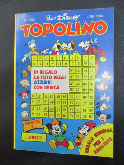 Topolino N° 1592 Con Foto Adesiva Nazionale Italiana - Mondadori 1986