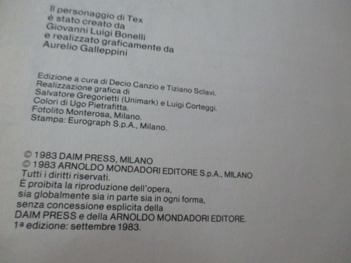 Tex Un'avventura Nel Nord - Ed. Mondadori 1983 1° Edizione